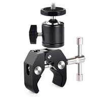 Pince Super Crab de Haute Qualité avec Vis 1/4, Rotule Mini 360°, Support de Fixation Rapide pour Trépied Appareil Photo DSLR