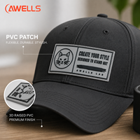 Patch 3D personnalisé en PVC, badge logo souple en caoutchouc pour créer votre style, accessoires vestimentaires AWELLS