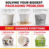 Gobelets à crème glacée en papier recyclé de qualité alimentaire, imprimés sur mesure, jetables, avec couvercle, 8oz, 12oz, 16oz