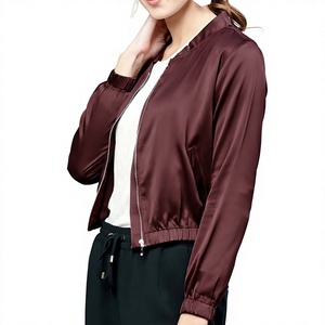 High Quality Plus Size Women’s Satin Jacket – <b>Lightweight</b> Stylish Full Satin Outerwear Casual Fashion Zip Up Jacket Wholesale - Product Image 4