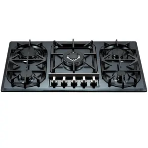 Zhongshan Professional supplier gas stove spare parts and 5 Burners Gloden Supplier Stainless Steel shell Estufas De Gas Hob