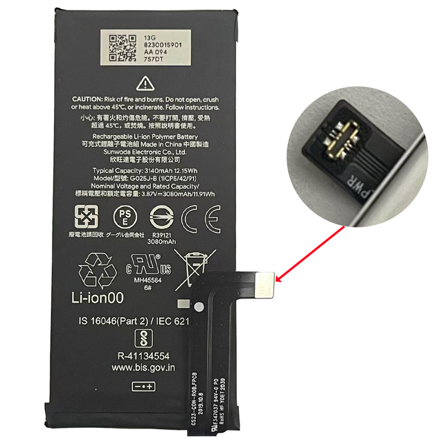 Rechargeable Li-ion Polymer Battery G025J-B for Google Pixel 4A Pixel4A Phone Batteries 3.87V 3140mAh
