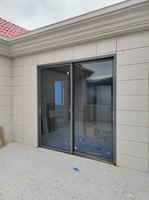 Porte coulissante double à rupture de pont thermique en aluminium robuste, coupe-vent, avec verre trempé, pour terrasse extérieure de villa