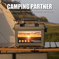 Boîtier de batterie 12V étanche à cycle profond pour camping, avec connecteurs, en PP, indice IP67, couleur verte, compatible LiFePO4