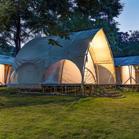 Tente de glamping de luxe pour bateau à voile Oxford, double couche, imperméable, deux chambres, salon, structure en acier galvanisé