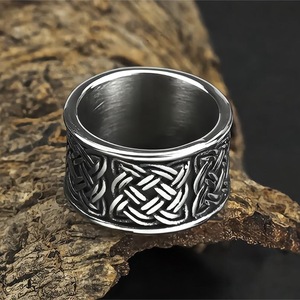 Men's Titanium Steel <b>Ring</b> Viking Double Wolf Head Design Hip Hop Style Animal Pattern Gift Jewelry - Product Image 3