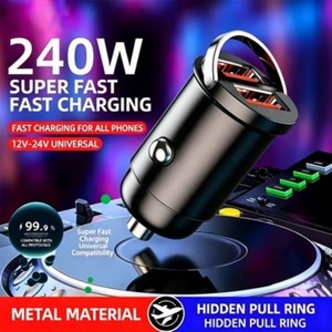 ที่ชาร์จในรถยนต์ขนาดเล็ก 240W แบบคู่ 12V 24V อะแดปเตอร์ชาร์จ USB พกพา สำหรับเดินทางโดยรถยนต์ - Product Image 3