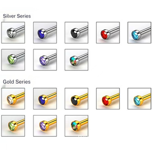 ชุดเครื่องมือเจาะจมูกแต่ละชิ้นขนาด12มม. หมุดเพชรสีเขียวทองเจาะจมูกด้วยตัวเองเครื่องประดับสแตนเลส - Product Image 4