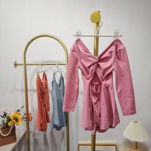 Tuta alla moda senza schienale stampa personalizzata vestiti per bambini e bambine tuta arancione tinta unita 2025 all'ingrosso vestito a maniche lunghe - Product Image 5