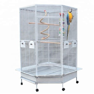 Jaula Grande Blanca <span class=keywords><strong>para</strong></span> Pájaros con Base Rodante, Platos de Acero Inoxidable <span class=keywords><strong>para</strong></span> Loros y Periquitos, Amplio Aviario Metálico <span class=keywords><strong>para</strong></span> las Cuatro Estaciones - Product Image 1