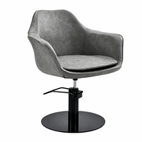 Chaise de coiffure de salon avec base ronde hydraulique et levier de pied, couleur bordeaux