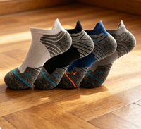 Chaussettes de course confortables à coupe anatomique 144N pour hommes et femmes - Chaussettes de sport respirantes à coupe basse avec languette à la cheville et amorti