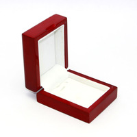 Boîte à bijoux en bois laqué rouge brillant, boîte à bagues en bois à charnières avec doublure en velours, logo personnalisé