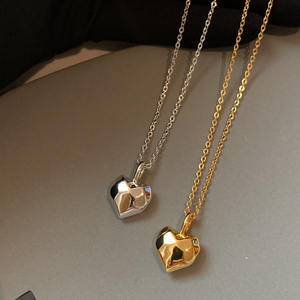 <strong>Fashionable</strong> and Versatile Brass Plated With 18k Gold&amp;Platinum Multi-Faceted Heart Pendant <strong>Necklace</strong> Women's Jewelry Wholesale - Product Image 5