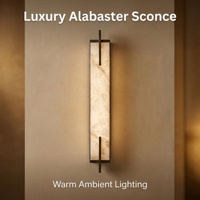 Applique murale LED de luxe en albâtre naturel, style antique vieilli, avec cadre métallique bronze, idéale pour chambre, fond TV, couloir
