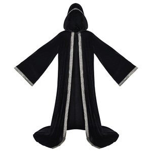 Capa de Grim Reaper Godfather, Capa Larga con Capucha de Terciopelo Negro, Disfraz de Halloween Unisex para Adultos, Traje de Cosplay - Product Image 1
