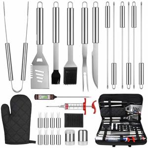Ensemble de 32 outils de barbecue, mini-outils de grillade, accessoires de camping, ustensiles de barbecue, barbecue d'extérieur avec sac de transport, thermomètre, tapis de grillade - Product Image 1