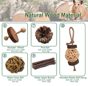 Petit Animal Combo Pomme <span class=keywords><strong>Bois</strong></span> Jouets d'Activité Hamsters Jouets à Mâcher Rat Chinchilla Snacks Jouets Animaux Biologique Naturel Accessoires - Product Image 2