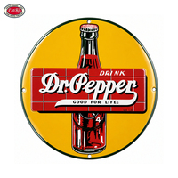 Panneau publicitaire vintage en émail rond Dr Pepper Good For Life, effet vieilli, en porcelaine, pour la décoration de cuisine, salle à manger ou bar.