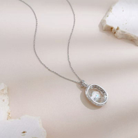 Collana con Pendente Ovale Halo in Oro Bianco 18K con Diamante Coltivato in Laboratorio, Lussuoso Gioiello Brillante per Donne
