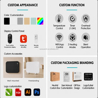 Chauffage infrarouge électrique CE OEM, télécommandé, contrôlé par application, protection contre la surchauffe, économie d'énergie, mural, portable