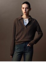 Pull col en V personnalisé en autres matériaux, style Old Money, décontracté, tissé, pour l'hiver et les trajets quotidiens