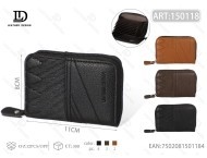 Portacarte a fisarmonica da uomo, 7 pollici, in microfibra, pelle sintetica, chiusura con cerniera per carte - Product Image 1