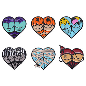 Design unico Halloween cartoon colorful heart spider pumpkin ghost spilla smaltata morbida per le donne - Product Image 6