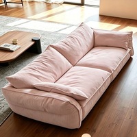 Canapé droit de style crème nordique pour petit appartement, canapé en tissu Wabi-sabi, mobilier de maison moderne de luxe léger