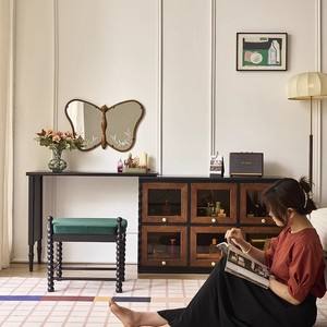 French Style Solid Wood <b>Dressing</b> <b>Table</b> With <b>Storage</b> Bedroom Vanity Desk <b>For</b> Home Use - Product Image 1