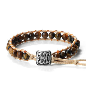 Bracelet en pierres semi-précieuses de 8 mm pour homme, cadeau de bijoux, yoga, méditation, perles d'œil de tigre, bracelet en pierre enveloppant - Product Image 5