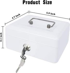 Tirelire en métal 6 "en acier <span class=keywords><strong>Cash</strong></span> Safe Box Petty <span class=keywords><strong>Cash</strong></span> Deposit Tin avec serrure 2 clés pour la sécurité - Product Image 2