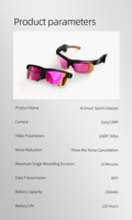 Lentes de Sol Deportivas Inteligentes S100 para Ciclismo, Correr y Escalar, Cámara HD 1080P de 13MP, WiFi, Asistente de IA, Traducción en Tiempo Real, UV400