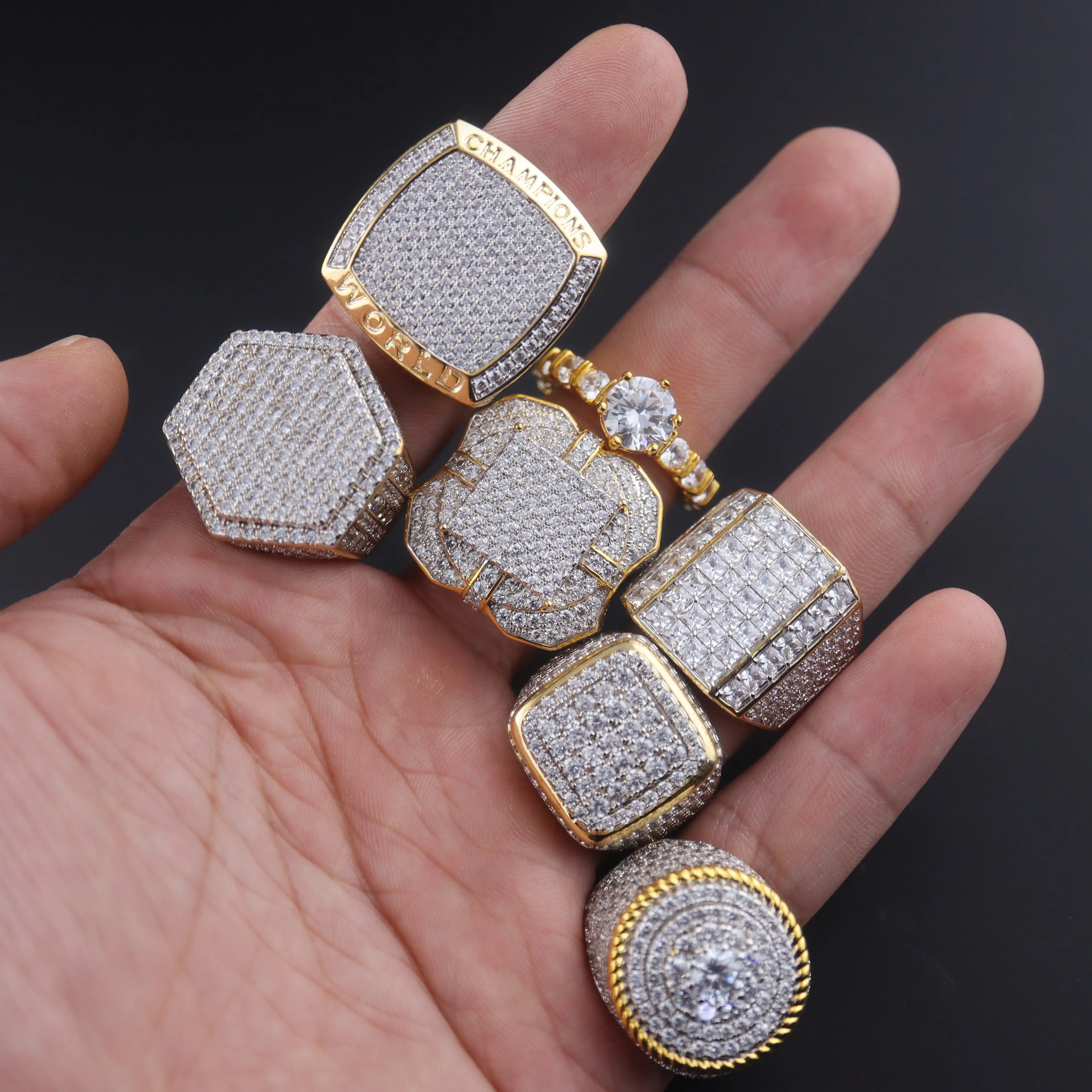 Bague en argent massif 925, bijou de style hip-hop, avec diamants en momanite, blanc, nouvelle collection