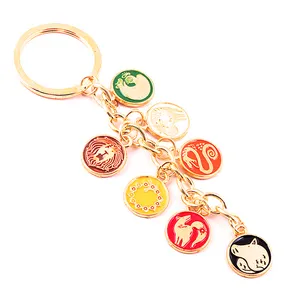 China Manufacturers Wholesale Luxury Cute Keyring Enamel Keychain Metal Brass Gold Key Holder Ring Custom Logo Design Keychain