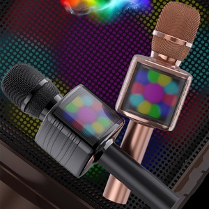 Precio de fábrica al por mayor luces LED de mano canto Karaoke micrófono con altavoz - Product Image 2