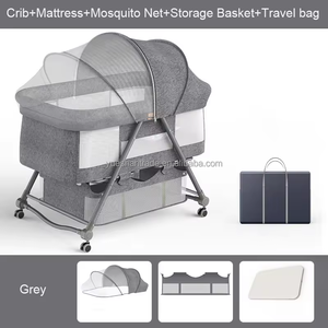 Cuna Portátil de Lino y Metal de Montaje Rápido para Bebés, Cesta de Almacenamiento Segura para Dormir Junto a la Cama, Marca OEM Modelo 001 - Product Image 4