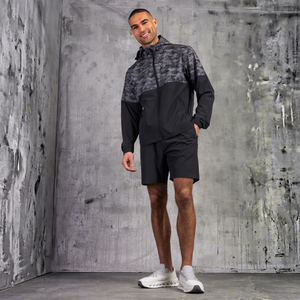 <b>Men's</b> Custom Lightweight Hooded Windbreaker <b>Set</b> with <b>Hoodie</b> <b>And</b> <b>Shorts</b> Outdoor Running Sportswear Casual Two Piece Tracksuit <b>Set</b> - Product Image 1