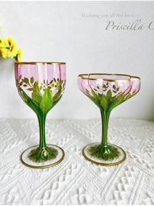 Verre moderne de style bohème simple, peint à la main, rose, écologique, avec motif crème glacée, capacité 300 ml - Product Image 2