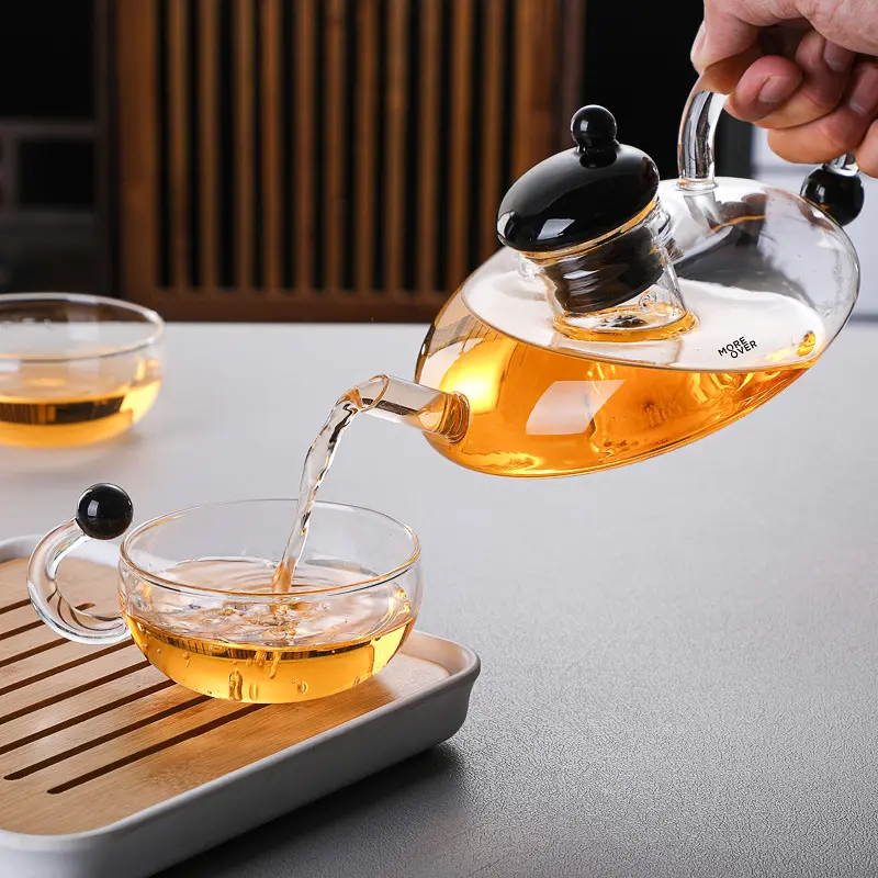 600ml vendite calde fatte a mano in vetro borosilicato resistente al calore teiera in vetro set da tè in vetro
