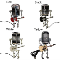 Microphone vintage Robot lampe jouer guitare bureau lampe à LED lumières Vintage Miniatures artisanat éclairage bureau décoration de la maison