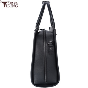 Tiding Genuine Leather <b>Briefcase</b> 15.6 Inch Unisex Business Bag Durable Black - Product Image 3