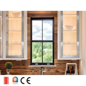 Reemplazo americano Ventana de Marco colgado superior Aluminio Exterior Vertical Deslizante Doble Ventanas colgadas individuales con pantalla