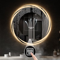 Miroir de salle de bain rond éclairé avec interrupteur tactile LED, design nordique moderne pour hôtel et usage domestique