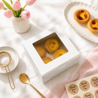 Boîte à cupcakes à fenêtre 4 compartiments en carton blanc avec insert transparent, support de présentation pour cupcakes, boîte à muffins, vente en gros