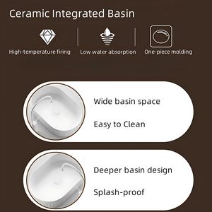 Mueble de Baño Personalizado al por Mayor, Color Blanco Crema, <span class=keywords><strong>con</strong></span> Lavabo Integrado y Espejo Ovalado LED Inteligente Antivaho - Product Image 5