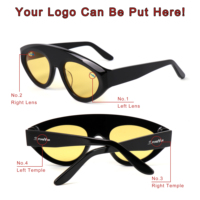 Lunettes de soleil ovales épaisses en acétate avec logo personnalisé, protection UV400 TAC, style rétro pour femmes et hommes, vente en gros