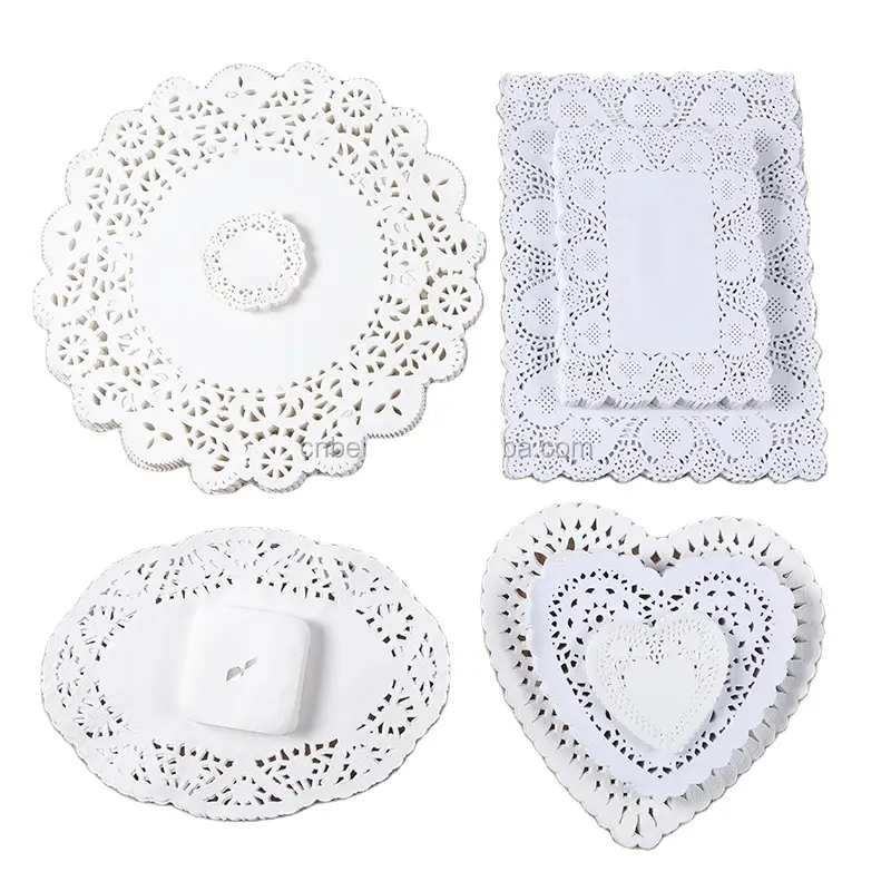 Bolo redondo de papel quadrado doilies de papel do bolo branco em massa polegadas