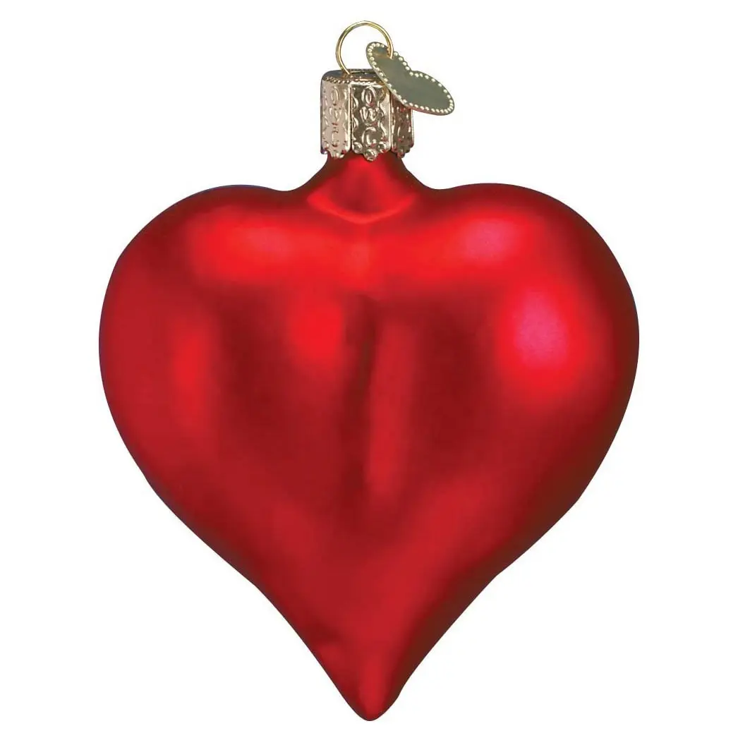 Christmas hanging Ornaments Large Matte Red Heart Glass Blown Ornaments for Christmas Tree decoration