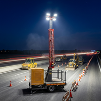 Tour d'éclairage mobile électrique réglable de 3 à 30 m de haute qualité, alimentée électriquement, avec projecteur LED et revêtement antirouille pour chantier naval
